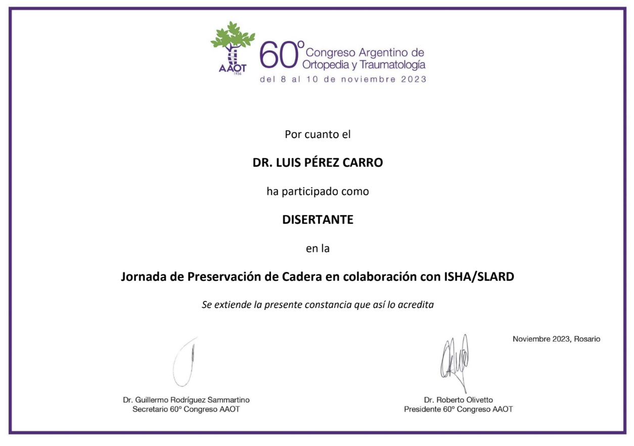 60&ordm; Congreso Argentino de Traumatolog&iacute;a AAOT Octubre 2023
