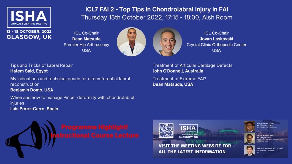 Congreso ISHA (International Society Hip Arthroscopy) Glasgow 2022